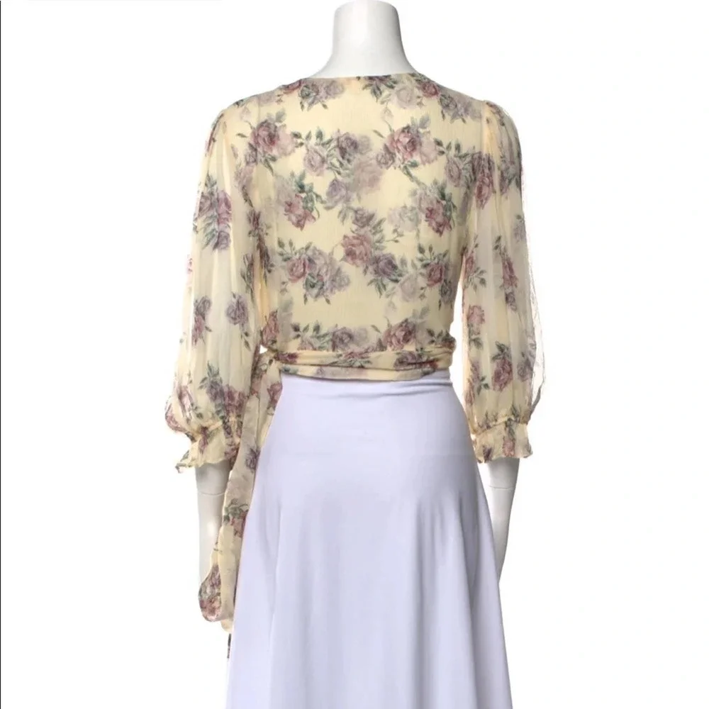 Gorgeous Romantic LoveShackFancy Silk Wrap Blouse Feminine, soft, & lightweight! - Picture 4 of 5